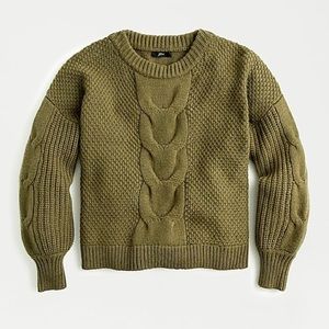 J. Crew | Cable-Knit Balloon Sleeve Sweater